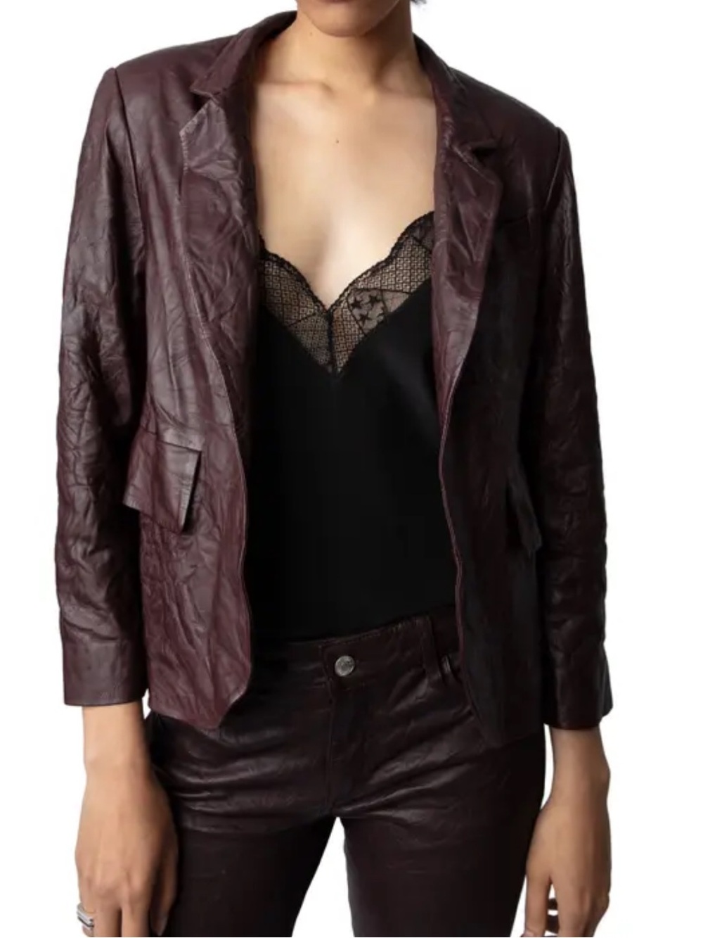 Zadig & Voltaire Verys crinkled leather blazer size 36 =small